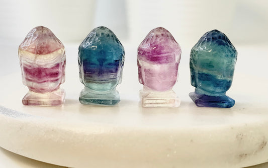 Fluorite ultra mini Buddha head carving