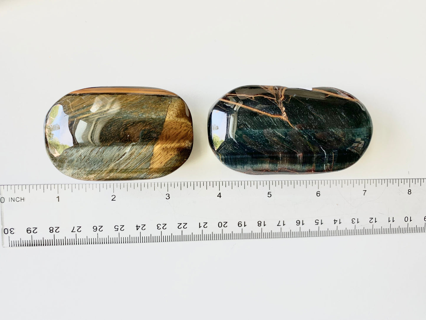 Yellow and Blue Tiger Eye Palm Stone