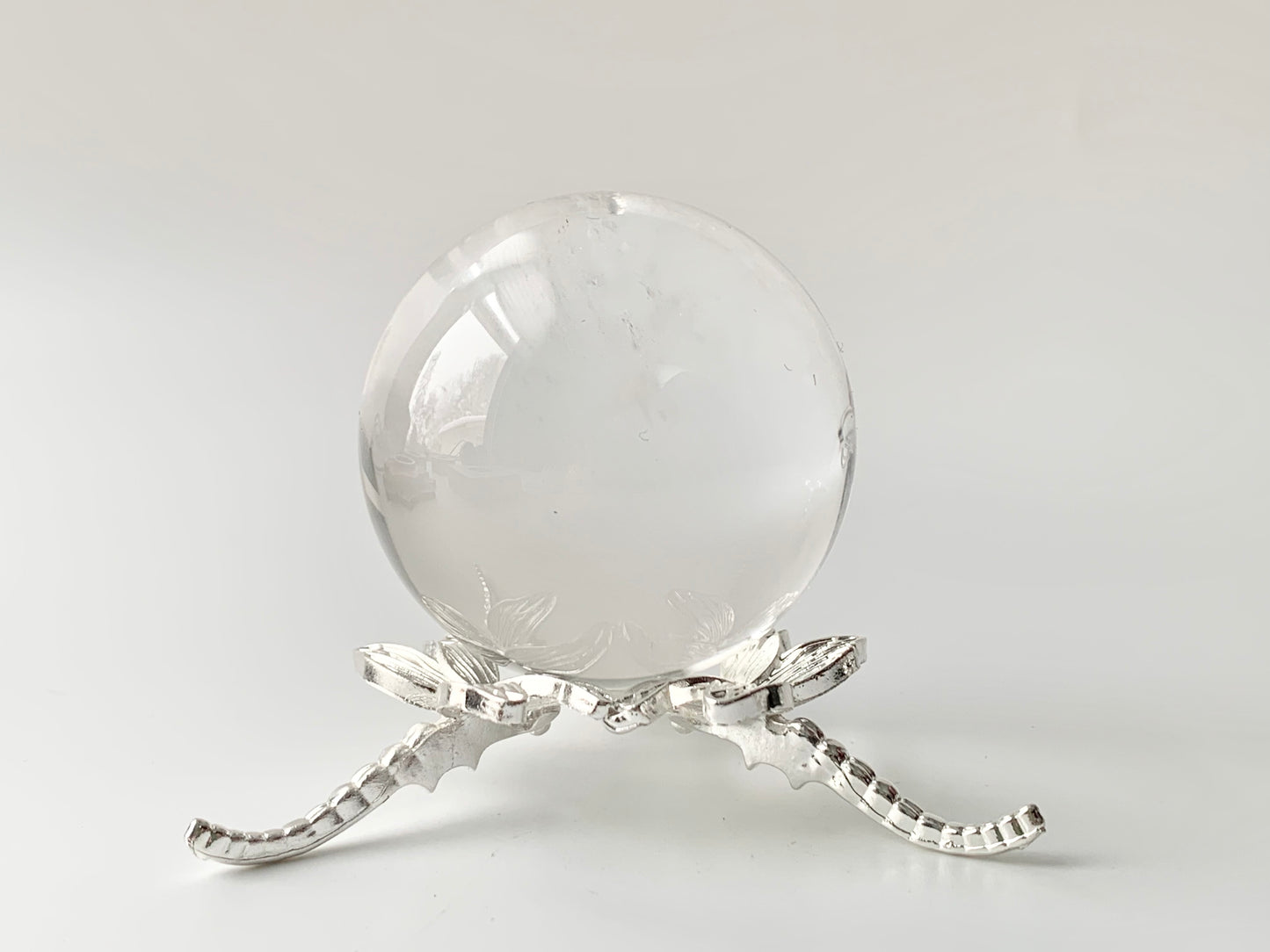 Triple Dragonfly Sphere Stand, silver color
