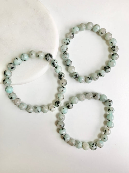 Kiwi Jasper Round Bead Bracelet