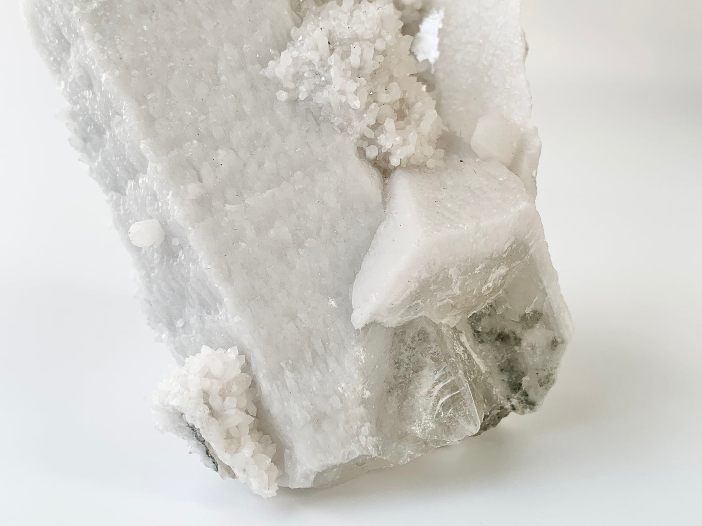 Clear Quartz Cluster with Calcite Coating, 13 oz