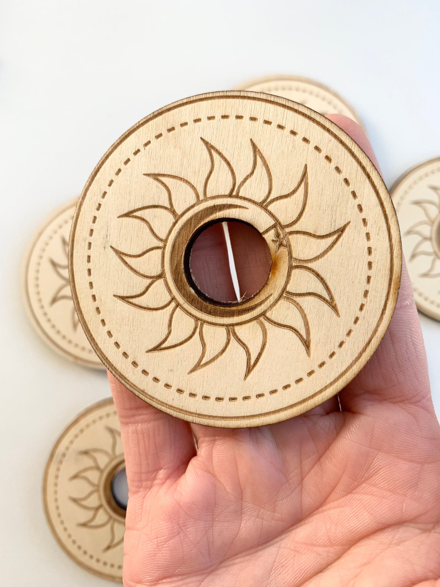 Small Sun on Circle Wooden Sphere Holder